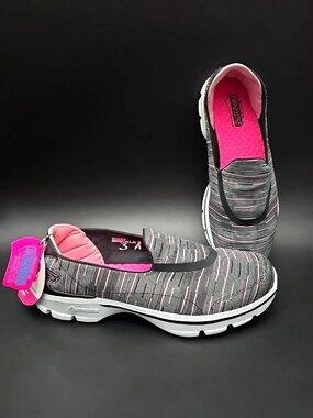 Skechers Go Walk 3 Black Pink Walking Slip on Sneakers Shoes Women's Size 9.5